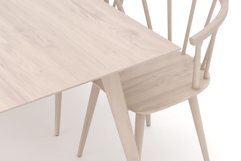 Tyrö Ruokailuryhmä, jossa 6 Tyrö Käsinojallista tuolia - Whitewash/Whitewash - Huonekalut - Pöytä & ruokailuryhmä - Ruokailuryhmä