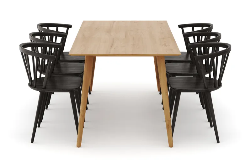 Tyrö Ruokailuryhmä, jossa 6 Tyrö Käsinojallista tuolia - Huonekalut - Pöytä & ruokailuryhmä - Ruokailuryhmä