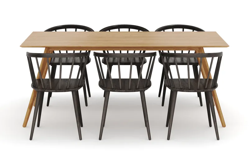 Tyrö Ruokailuryhmä, jossa 6 Tyrö Käsinojallista tuolia - Huonekalut - Pöytä & ruokailuryhmä - Ruokailuryhmä