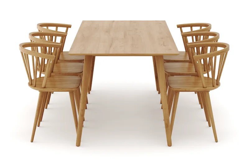 Tyrö Ruokailuryhmä, jossa 6 Tyrö Käsinojallista tuolia - Huonekalut - Pöytä & ruokailuryhmä - Ruokailuryhmä