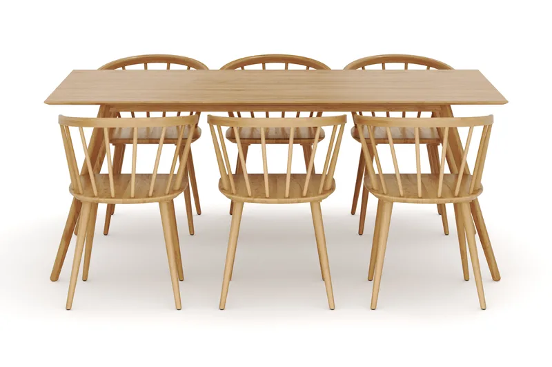 Tyrö Ruokailuryhmä, jossa 6 Tyrö Käsinojallista tuolia - Huonekalut - Pöytä & ruokailuryhmä - Ruokailuryhmä