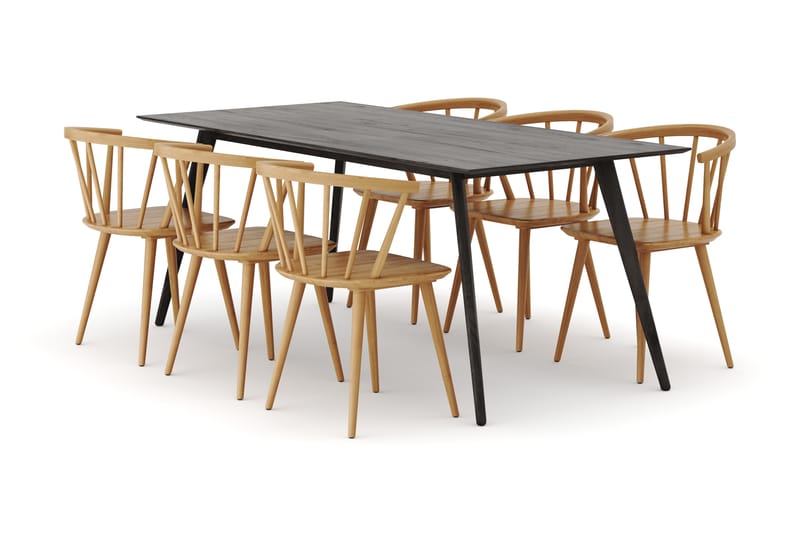 Tyrö Ruokailuryhmä, jossa 6 Tyrö Käsinojallista tuolia - Huonekalut - Pöytä & ruokailuryhmä - Ruokailuryhmä