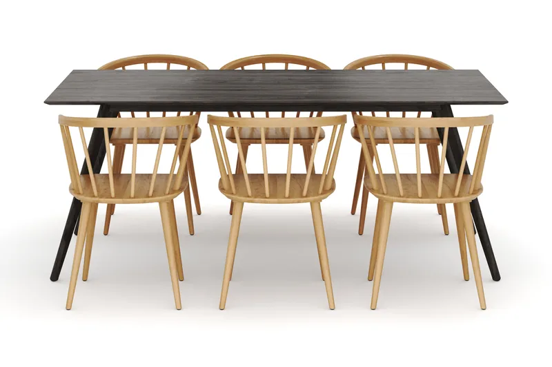 Tyrö Ruokailuryhmä, jossa 6 Tyrö Käsinojallista tuolia - Huonekalut - Pöytä & ruokailuryhmä - Ruokailuryhmä