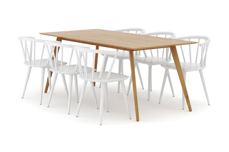 Tyrö Ruokailuryhmä, jossa 6 Tyrö Käsinojallista tuolia - Huonekalut - Pöytä & ruokailuryhmä - Ruokailuryhmä