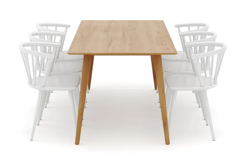 Tyrö Ruokailuryhmä, jossa 6 Tyrö Käsinojallista tuolia - Huonekalut - Pöytä & ruokailuryhmä - Ruokailuryhmä