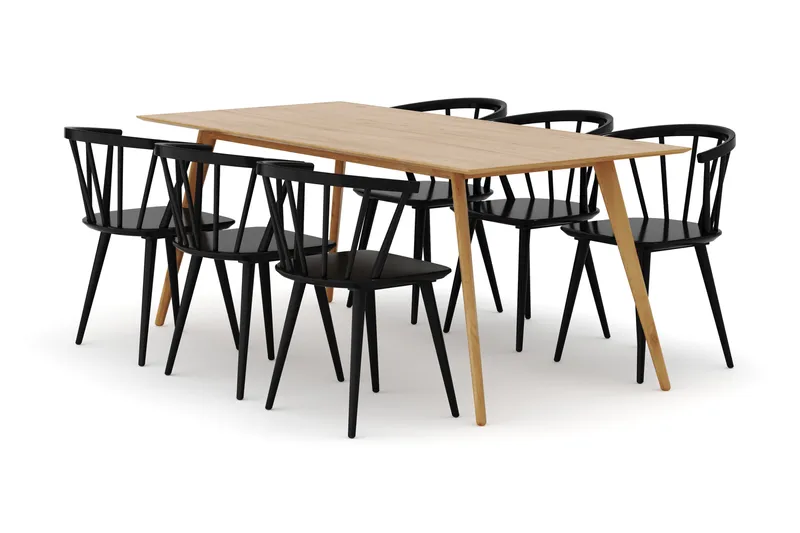 Tyrö Ruokailuryhmä, jossa 6 Tyrö Käsinojallista tuolia - Huonekalut - Pöytä & ruokailuryhmä - Ruokailuryhmä