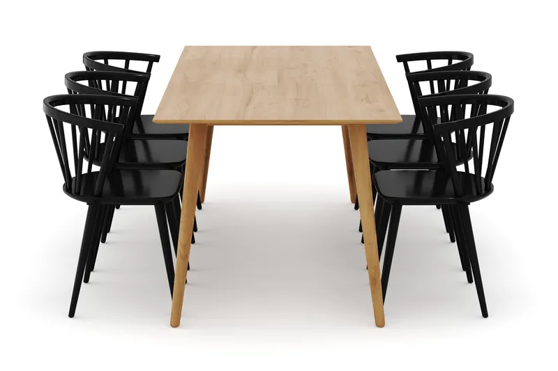 Tyrö Ruokailuryhmä, jossa 6 Tyrö Käsinojallista tuolia - Huonekalut - Pöytä & ruokailuryhmä - Ruokailuryhmä