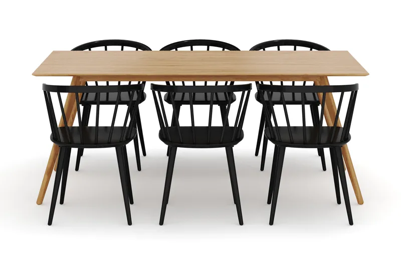 Tyrö Ruokailuryhmä, jossa 6 Tyrö Käsinojallista tuolia - Huonekalut - Pöytä & ruokailuryhmä - Ruokailuryhmä