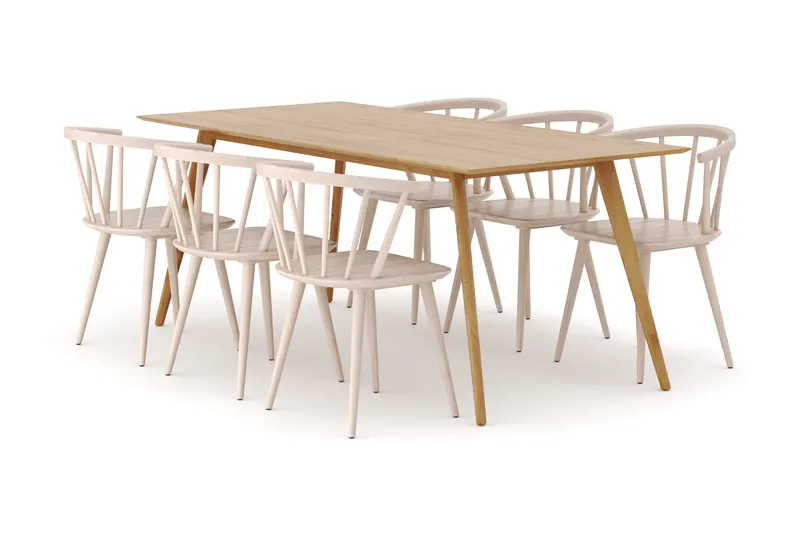 Tyrö Ruokailuryhmä, jossa 6 Tyrö Käsinojallista tuolia - Huonekalut - Pöytä & ruokailuryhmä - Ruokailuryhmä
