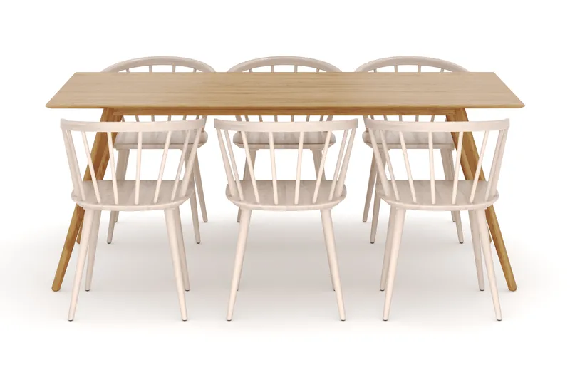 Tyrö Ruokailuryhmä, jossa 6 Tyrö Käsinojallista tuolia - Huonekalut - Pöytä & ruokailuryhmä - Ruokailuryhmä