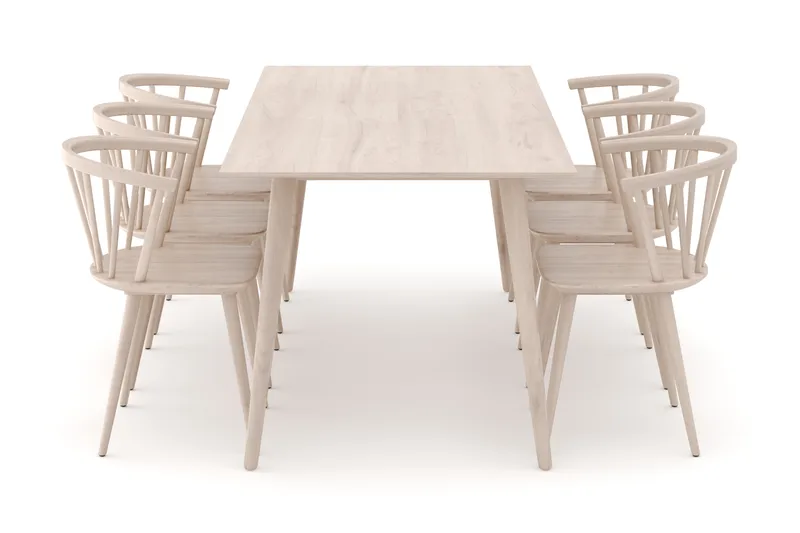 Tyrö Ruokailuryhmä, jossa 6 Tyrö Käsinojallista tuolia - Huonekalut - Pöytä & ruokailuryhmä - Ruokailuryhmä