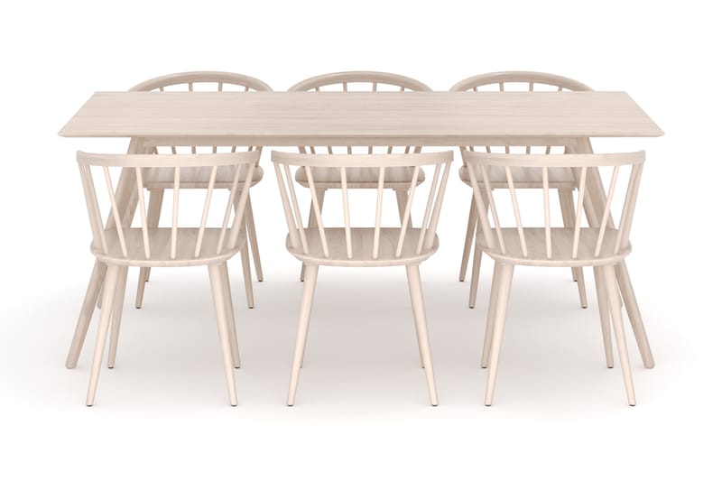 Tyrö Ruokailuryhmä, jossa 6 Tyrö Käsinojallista tuolia - Huonekalut - Pöytä & ruokailuryhmä - Ruokailuryhmä