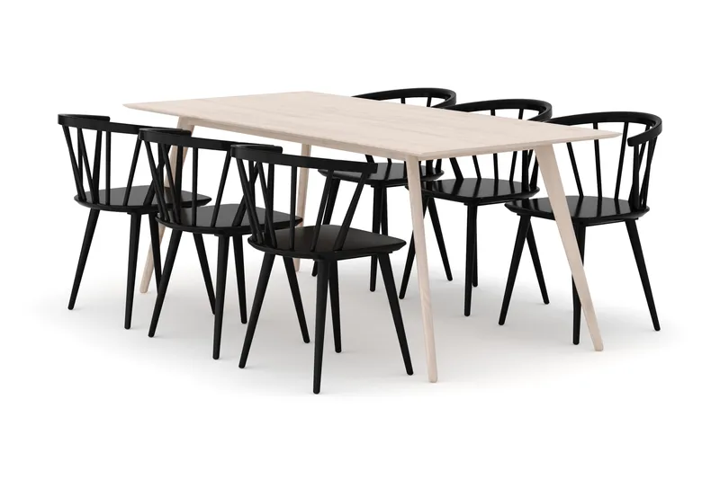 Tyrö Ruokailuryhmä, jossa 6 Tyrö Käsinojallista tuolia - Huonekalut - Pöytä & ruokailuryhmä - Ruokailuryhmä