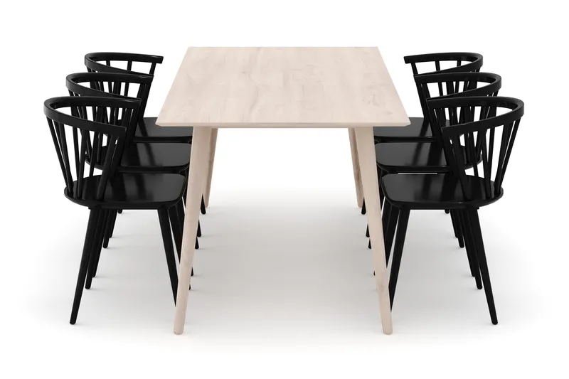 Tyrö Ruokailuryhmä, jossa 6 Tyrö Käsinojallista tuolia - Huonekalut - Pöytä & ruokailuryhmä - Ruokailuryhmä