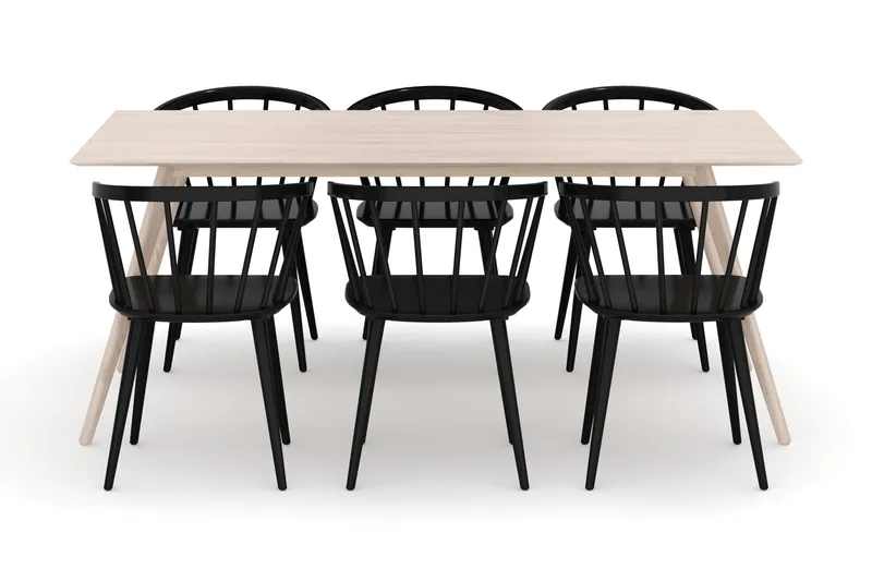 Tyrö Ruokailuryhmä, jossa 6 Tyrö Käsinojallista tuolia - Huonekalut - Pöytä & ruokailuryhmä - Ruokailuryhmä