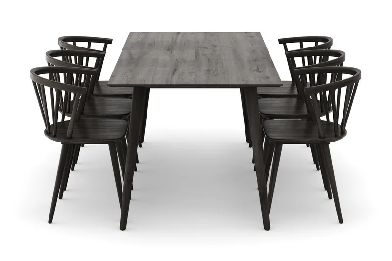 Tyrö Ruokailuryhmä, jossa 6 Tyrö Käsinojallista tuolia - Huonekalut - Pöytä & ruokailuryhmä - Ruokailuryhmä