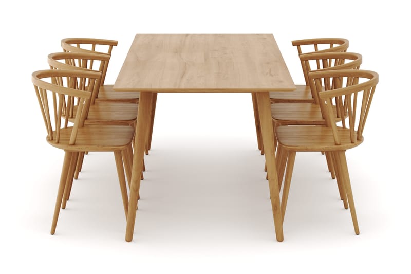 Tyrö Ruokailuryhmä, jossa 6 Tyrö Käsinojallista tuolia - Huonekalut - Pöytä & ruokailuryhmä - Ruokailuryhmä