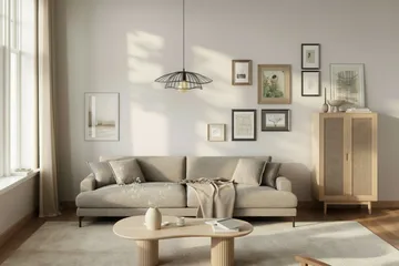 Uppveda epäsymmetrinen sohvapöytä, travertiinijäljitelmä, 130x70 cm - Beige - Huonekalut - Pöytä & ruokailuryhmä - Sohvapöytä