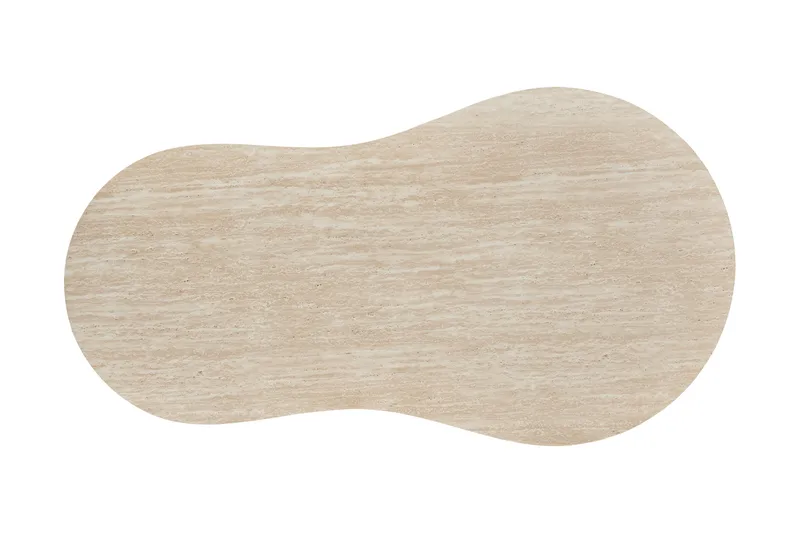 Uppveda epäsymmetrinen sohvapöytä, travertiinijäljitelmä, 130x70 cm - Beige - Huonekalut - Pöytä & ruokailuryhmä - Sohvapöytä
