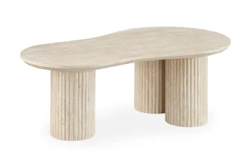 Uppveda epäsymmetrinen sohvapöytä, travertiinijäljitelmä, 130x70 cm - Beige - Huonekalut - Pöytä & ruokailuryhmä - Sohvapöytä