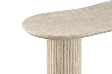 Uppveda epäsymmetrinen travertiinin näköinen sohvapöytä, 130 × 70 cm - Beige - Huonekalut - Pöytä & ruokailuryhmä - Sohvapöytä
