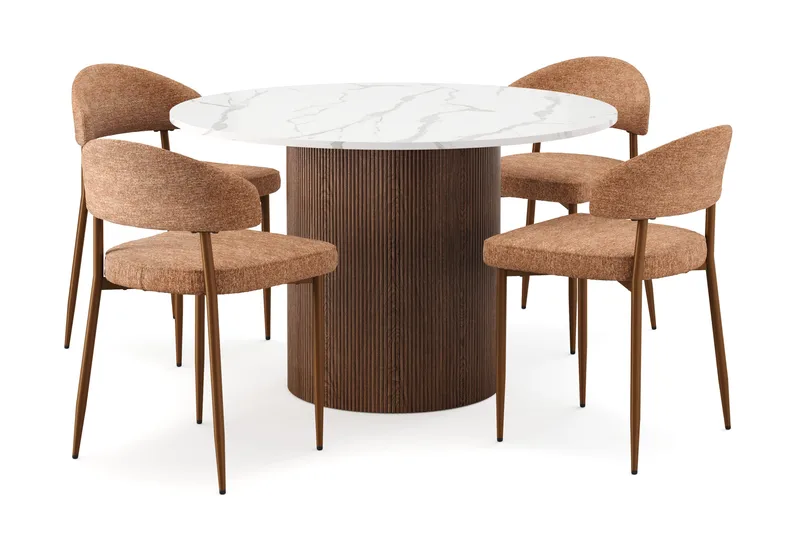 Uppveda Ruokapöytä 120 cm Rund ja 4 kpl Jairam Matkplolar, Ruskea