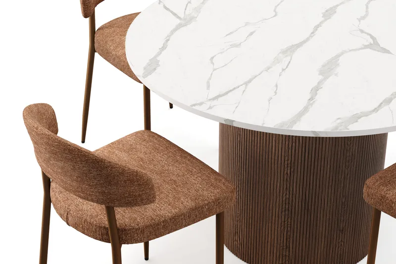 Uppveda Ruokapöytä 120 cm Rund ja 4 kpl Jairam Matkplolar - Ruskea - Huonekalut - Pöytä & ruokailuryhmä - Ruokailuryhmä