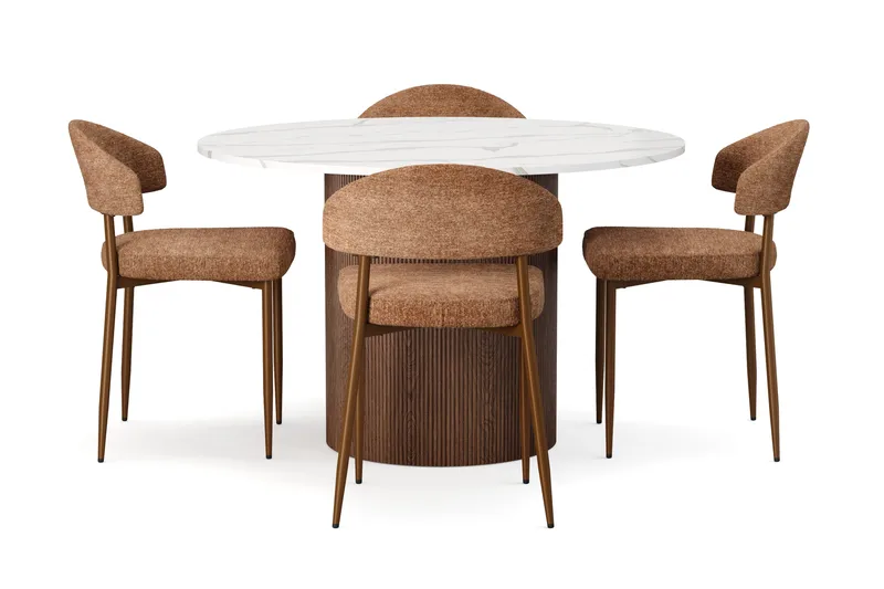 Uppveda Ruokapöytä 120 cm Rund ja 4 kpl Jairam Matkplolar - Ruskea - Huonekalut - Pöytä & ruokailuryhmä - Ruokailuryhmä