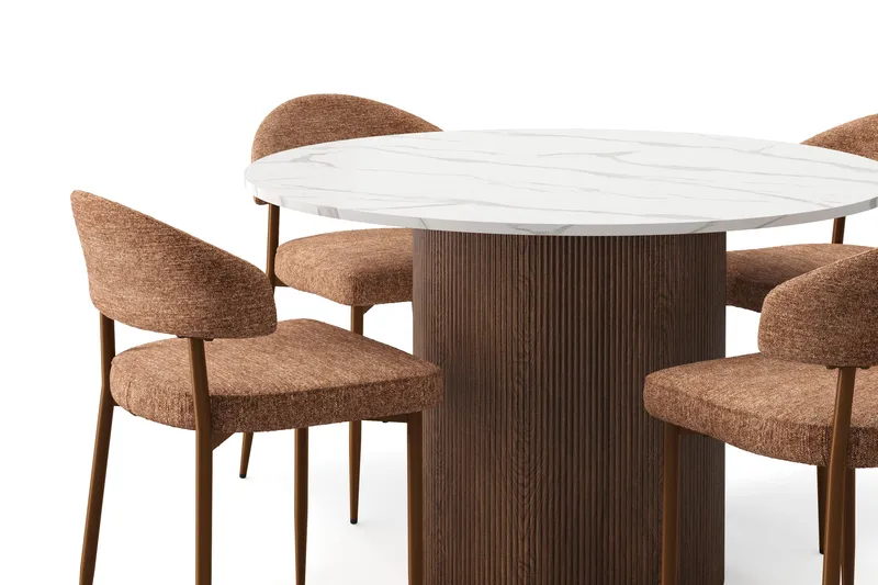 Uppveda Ruokapöytä 120 cm Rund ja 4 kpl Jairam Matkplolar - Ruskea - Huonekalut - Pöytä & ruokailuryhmä - Ruokailuryhmä