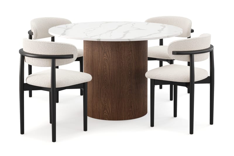 Uppveda Ruokapöytä 120 cm Rund ja 4 kpl Jaiveer Matkplolar, Ruskea