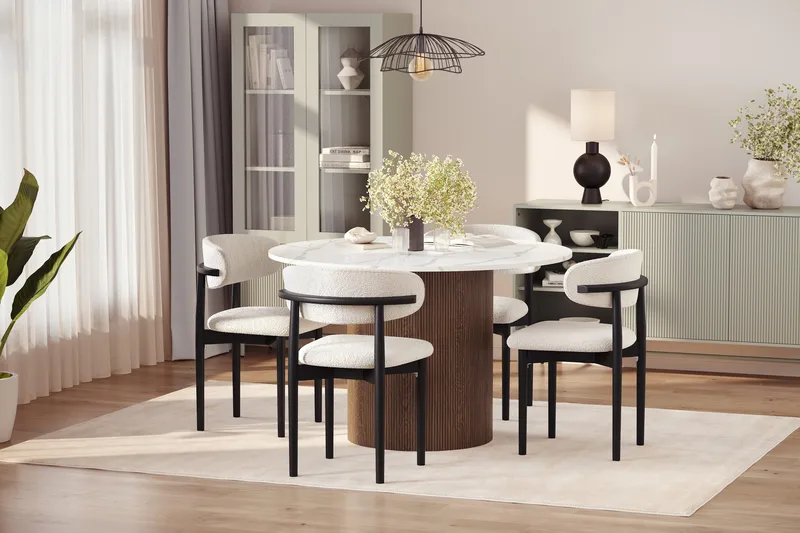 Uppveda Ruokapöytä 120 cm Rund ja 4 kpl Jaiveer Matkplolar - Ruskea - Huonekalut - Pöytä & ruokailuryhmä - Ruokailuryhmä