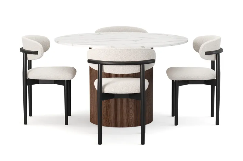 Uppveda Ruokapöytä 120 cm Rund ja 4 kpl Jaiveer Matkplolar - Ruskea - Huonekalut - Pöytä & ruokailuryhmä - Ruokailuryhmä