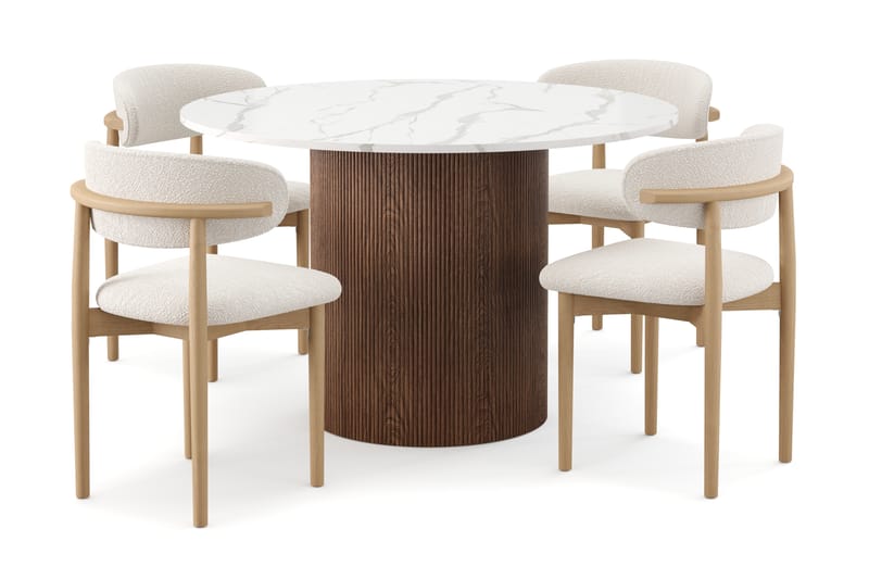 Uppveda Ruokapöytä 120 cm Rund ja 4 kpl Jaiveer Matkplolar, Ruskea