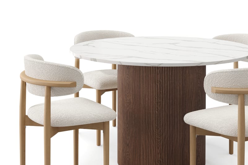 Uppveda Ruokapöytä 120 cm Rund ja 4 kpl Jaiveer Matkplolar - Ruskea - Huonekalut - Pöytä & ruokailuryhmä - Ruokailuryhmä