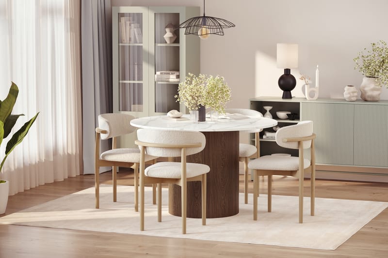 Uppveda Ruokapöytä 120 cm Rund ja 4 kpl Jaiveer Matkplolar - Ruskea - Huonekalut - Pöytä & ruokailuryhmä - Ruokailuryhmä