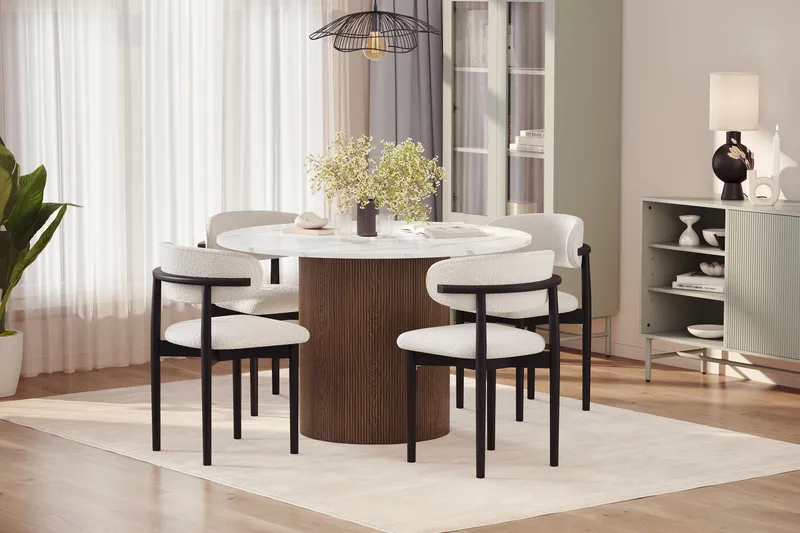 Uppveda Ruokapöytä 120 cm Rund ja 4 kpl Jaiveer Matkplolar - Ruskea - Huonekalut - Pöytä & ruokailuryhmä - Ruokailuryhmä