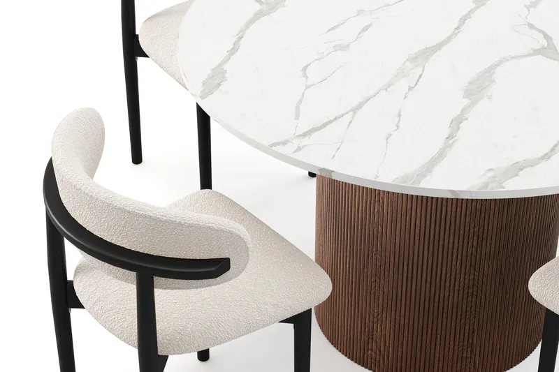 Uppveda Ruokapöytä 120 cm Rund ja 4 kpl Jaiveer Matkplolar - Ruskea - Huonekalut - Pöytä & ruokailuryhmä - Ruokailuryhmä