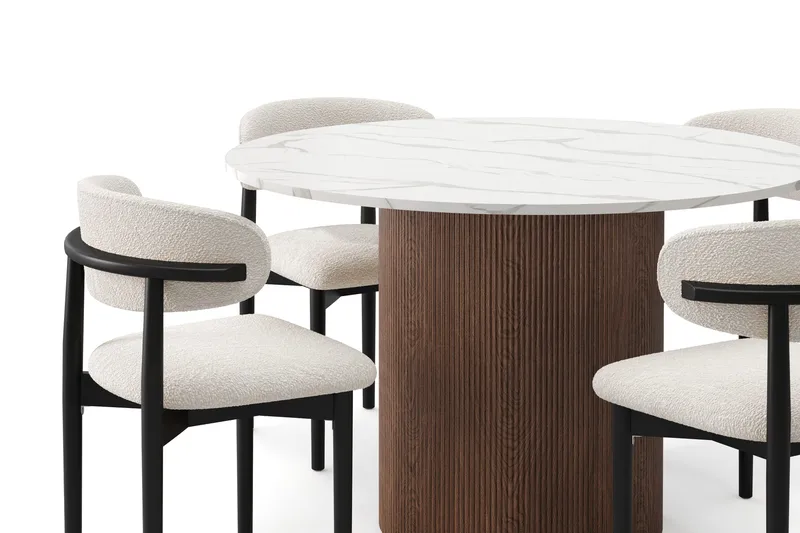 Uppveda Ruokapöytä 120 cm Rund ja 4 kpl Jaiveer Matkplolar - Ruskea - Huonekalut - Pöytä & ruokailuryhmä - Ruokailuryhmä