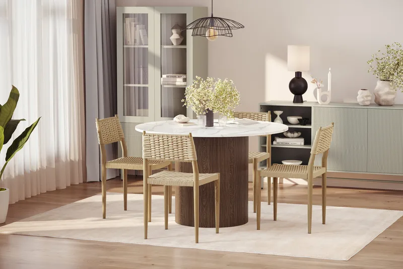 Uppveda Ruokapöytä 120 cm Pyöreä ja 4 kpl Jamna Tuolia - Ruskea - Huonekalut - Pöytä & ruokailuryhmä - Ruokailuryhmä