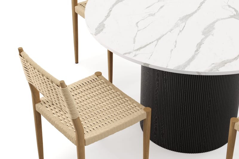 Uppveda Ruokapöytä 120 cm Pyöreä ja 4 kpl Jamna Tuolia - Musta/Valkoinen - Huonekalut - Pöytä & ruokailuryhmä - Ruokailuryhmä