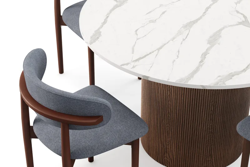 Uppveda Ruokapöytä 120 cm Pyöreä ja 4 kpl Jaiveer Tuolia - Ruskea - Huonekalut - Pöytä & ruokailuryhmä - Ruokailuryhmä