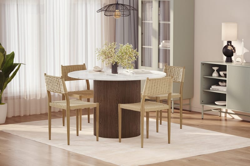 Uppveda Ruokapöytä 120 cm Pyöreä ja 4 kpl Jamna Tuolia - Ruskea - Huonekalut - Pöytä & ruokailuryhmä - Ruokailuryhmä