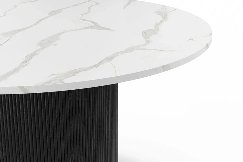 Uppveda Ruokapöytä 120 cm Pyöreä Musta ja 4 Sawako Greige Tuolia - Musta/Valkoinen/Greige - Huonekalut - Pöytä & ruokailuryhmä - Ruokailuryhmä