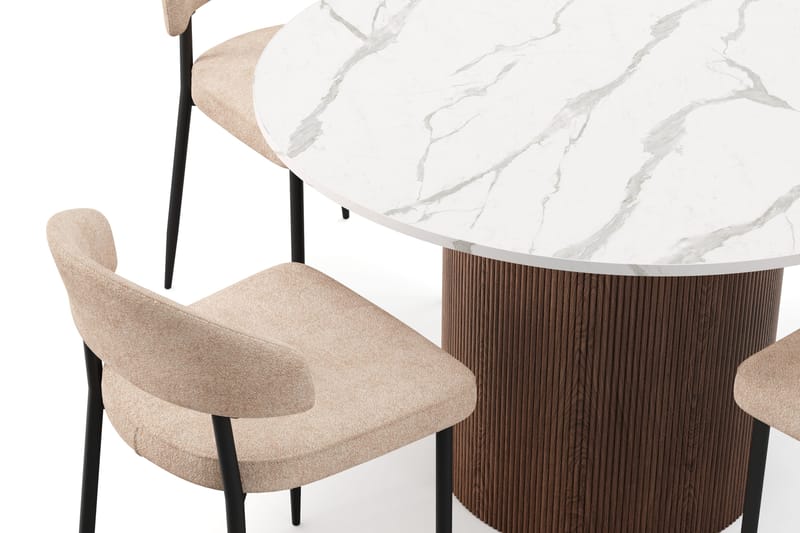 Uppveda Ruokapöytä 120 cm Pyöreä ja 4 kpl Jairam Tuolia - Ruskea - Huonekalut - Pöytä & ruokailuryhmä - Ruokailuryhmä