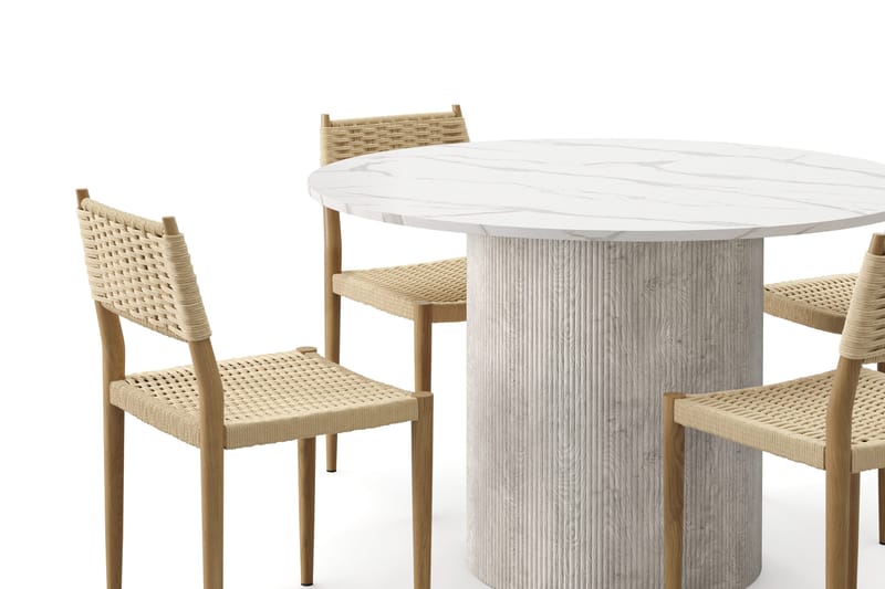 Uppveda Ruokapöytä 120 cm Pyöreä ja 4 kpl Jamna Tuolia - Valkoinen - Huonekalut - Pöytä & ruokailuryhmä - Ruokailuryhmä