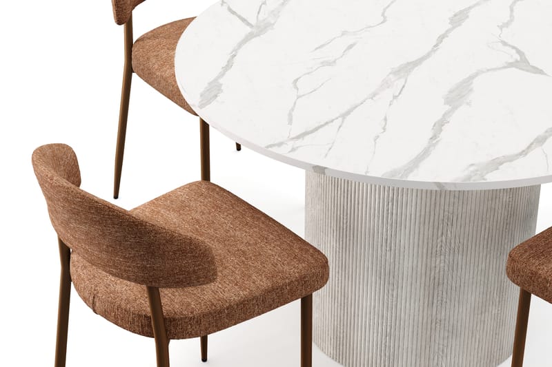 Uppveda Ruokapöytä 120 cm Pyöreä ja 4 kpl Jairam Tuolia - Valkoinen - Huonekalut - Pöytä & ruokailuryhmä - Ruokailuryhmä