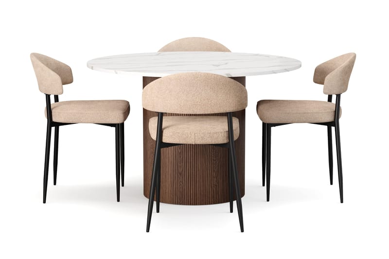 Uppveda Ruokapöytä 120 cm Pyöreä ja 4 kpl Jairam Tuolia - Ruskea - Huonekalut - Pöytä & ruokailuryhmä - Ruokailuryhmä