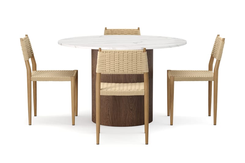 Uppveda Ruokapöytä 120 cm Pyöreä ja 4 kpl Jamna Tuolia - Ruskea - Huonekalut - Pöytä & ruokailuryhmä - Ruokailuryhmä