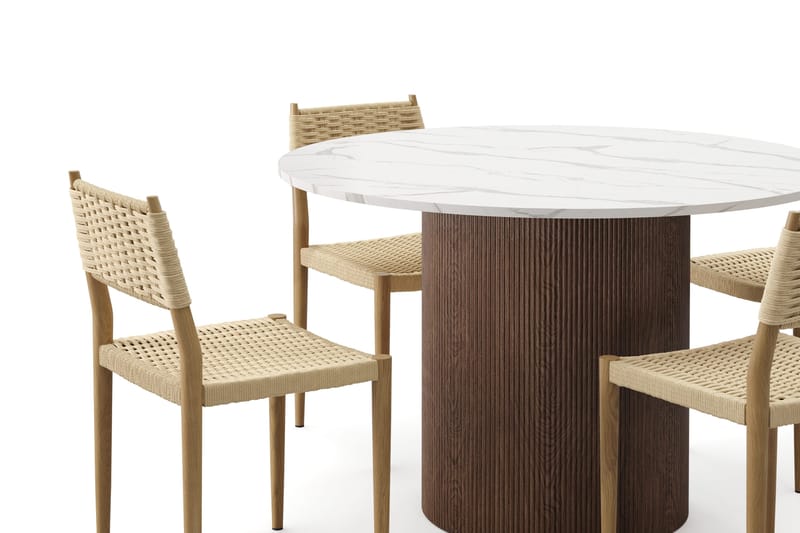 Uppveda Ruokapöytä 120 cm Pyöreä ja 4 kpl Jamna Tuolia - Ruskea - Huonekalut - Pöytä & ruokailuryhmä - Ruokailuryhmä