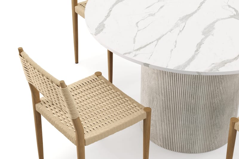 Uppveda Ruokapöytä 120 cm Pyöreä ja 4 kpl Jamna Tuolia - Valkoinen - Huonekalut - Pöytä & ruokailuryhmä - Ruokailuryhmä